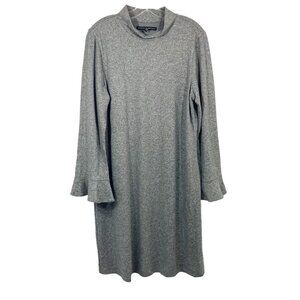 White House Black Market Gray Bell Sleeve Dress Mock Neck - Size XL